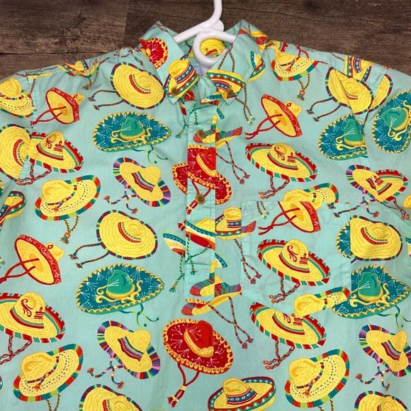 Chubbies 1/4 Button Hawaiian Shirt Men Size Medium Sombreros Pocket - Picture 7 of 7